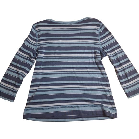 Lauren Ralph Lauren Blue Striped Long Sleeve Blouse size L - Picture 5 of 7